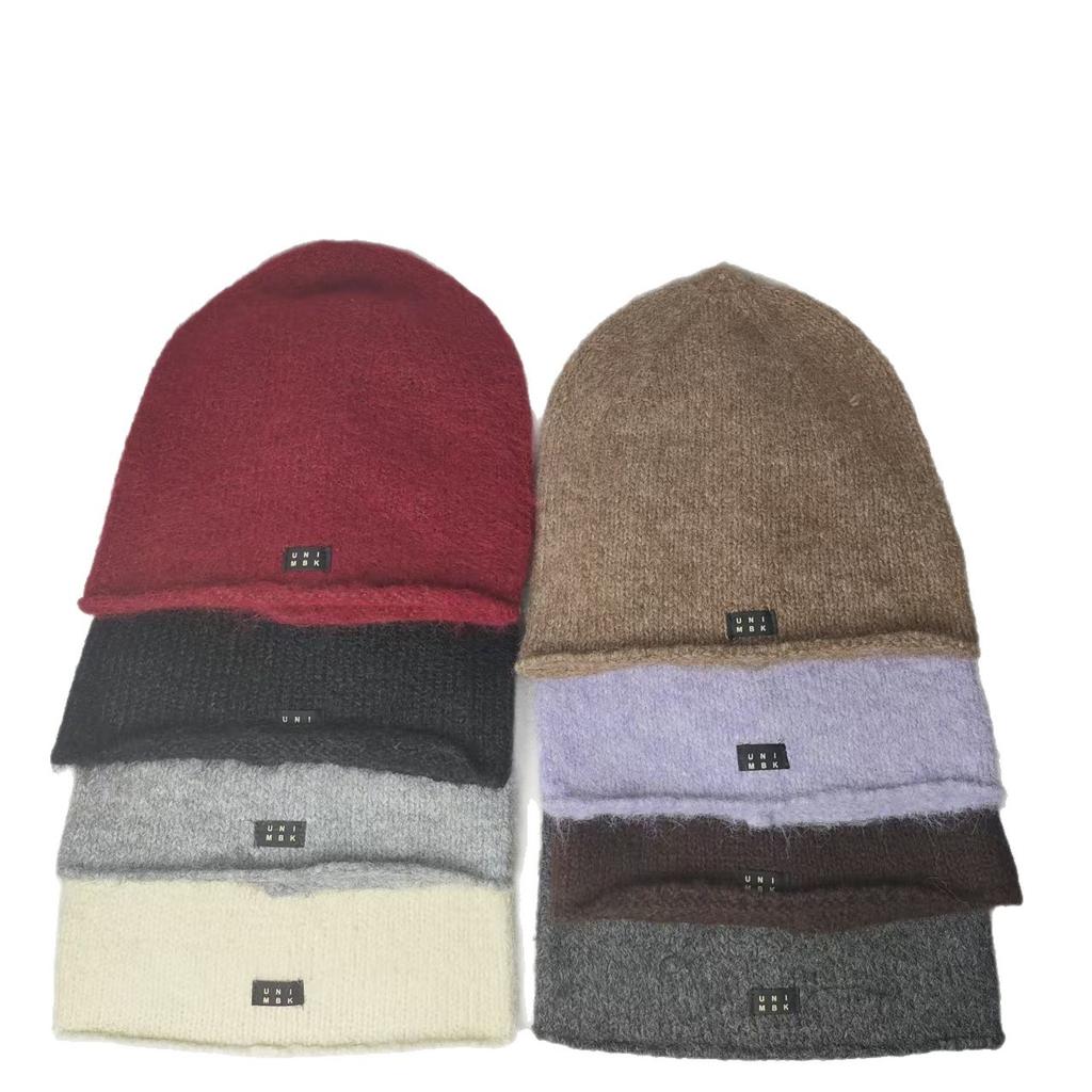 Trendy Solid Color Versatile Plus Stacked Hats Show Your Face Small Cold Hats Autumn and Winter Warm Ear Protectors Knitted Wool Hats