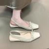 Fashion Female Sandal Square Toe Clear Heels Comfort Shoes for Women Girls Closed Open Block Bow Butterfly-knot Scandals Closed Toe Sand