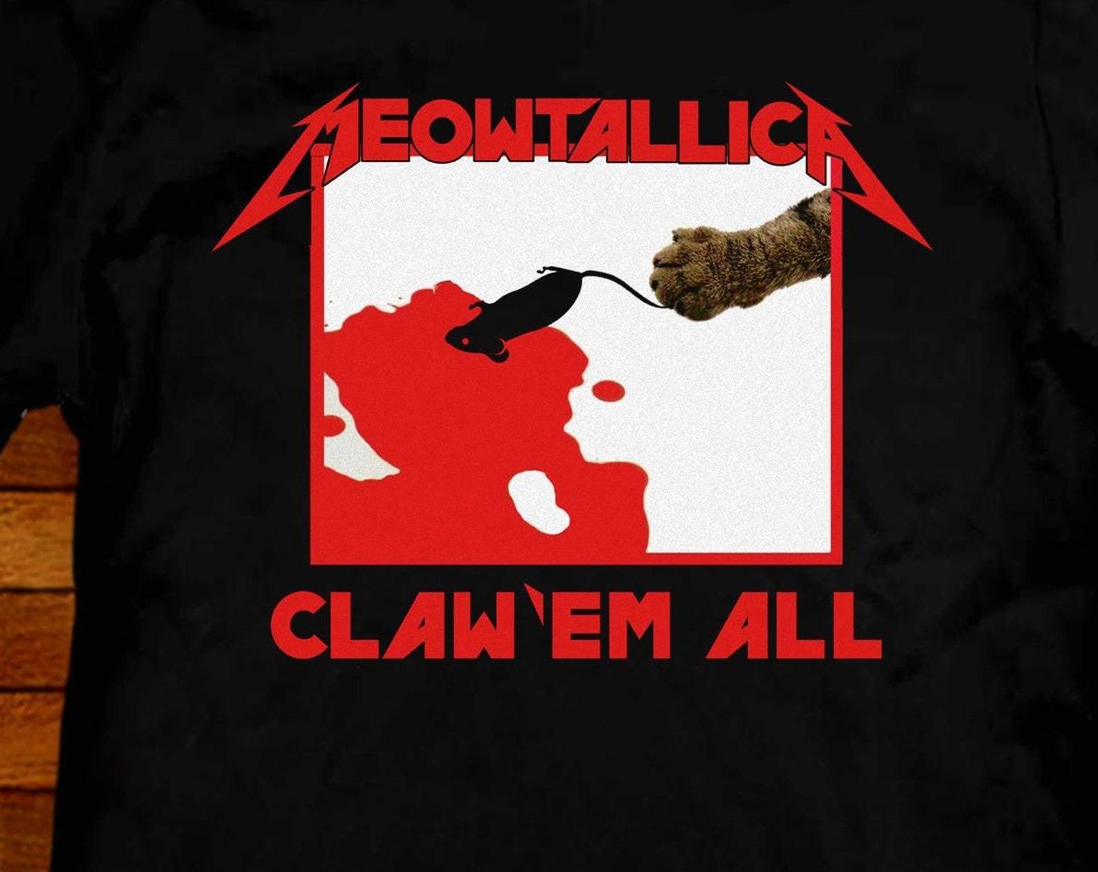 Meowtallica Cat Band T shirt: Claw em All Metal Parody M