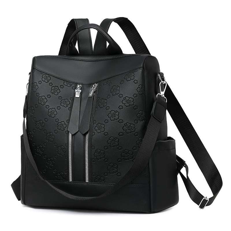 Women's Commuter Soft Leather Backpack Printed Backpack