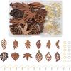 Wood Leaf Earring Cheriswelry Natural Wooden Dangle Earrings Making Kit Coconut Brown Wood Leaf Charms Brass Earring Hooks Jump Rings for Women