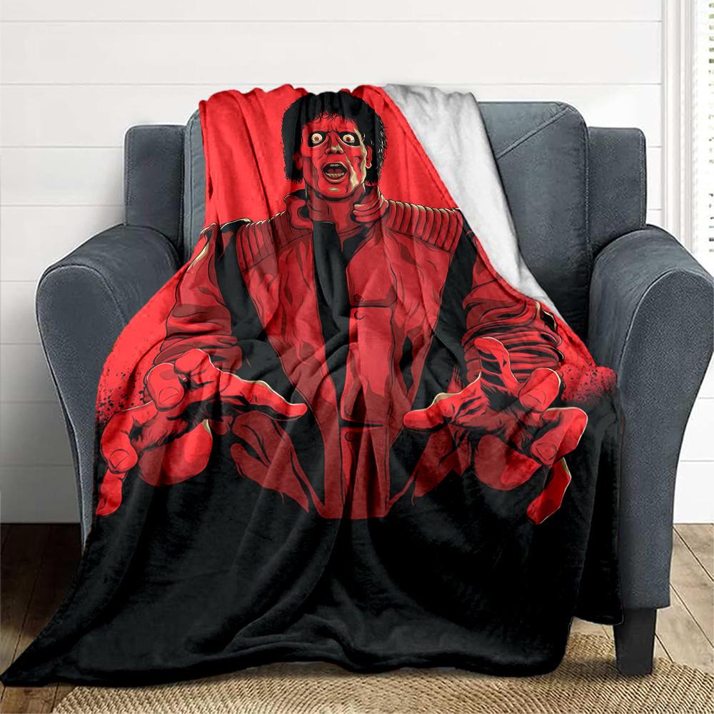 1pc Thriller, Red Jacket Blanket Lightweight Flannel Blanket Throw Blanket For Sofa, Bed, Travel, Camping, Livingroom, Office, Couch