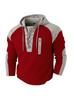 Men's Drawstring Hoodie Waffle Color Block Casual Athletic Sweatshirt Pullover