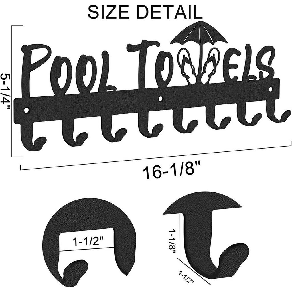 Wandmontierter Handtuchhalter 8 Haken Aufhänger für Badezimmer Pool Dusche Kleidung Schlüsselhalter Aufbewahrungsorganisator