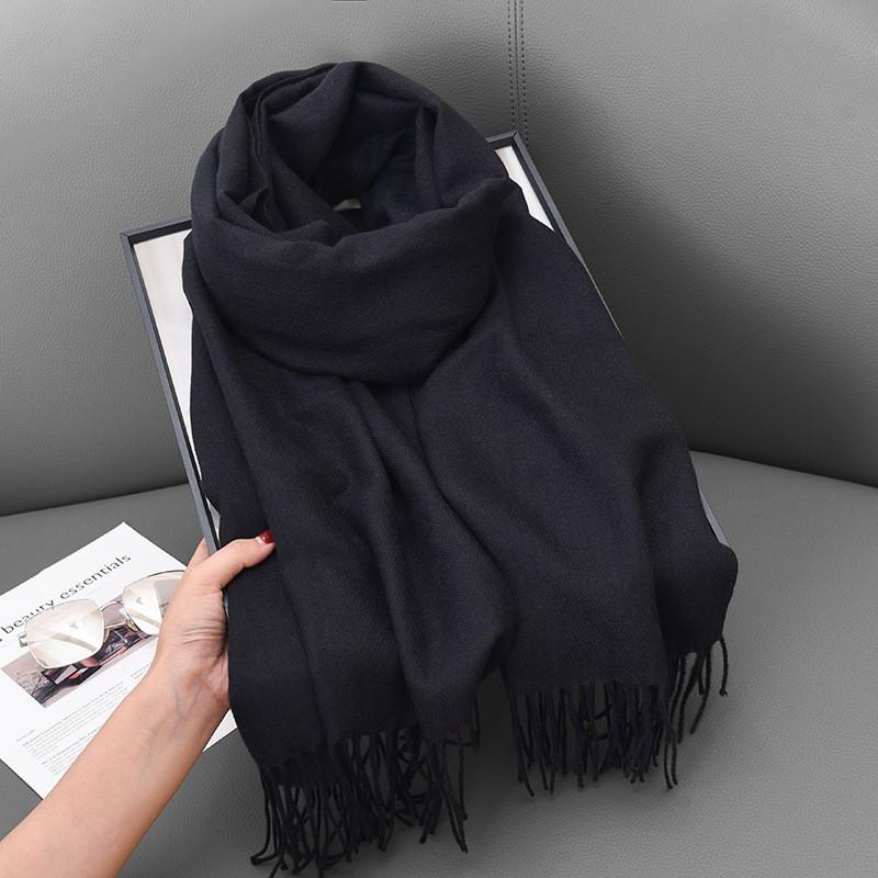Womens Winter Warm Scarf Knitted Faux Cashmere Solid Color Thick Cozy Neck Wrap Stylish Everyday Accessory