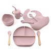 8/Pcs/Set Baby Food Feeding Tableware Sucker Bowl+Spoon+Fork Eating Dinnerware For Children Dishes Baby Bib Cup Baby Stuff