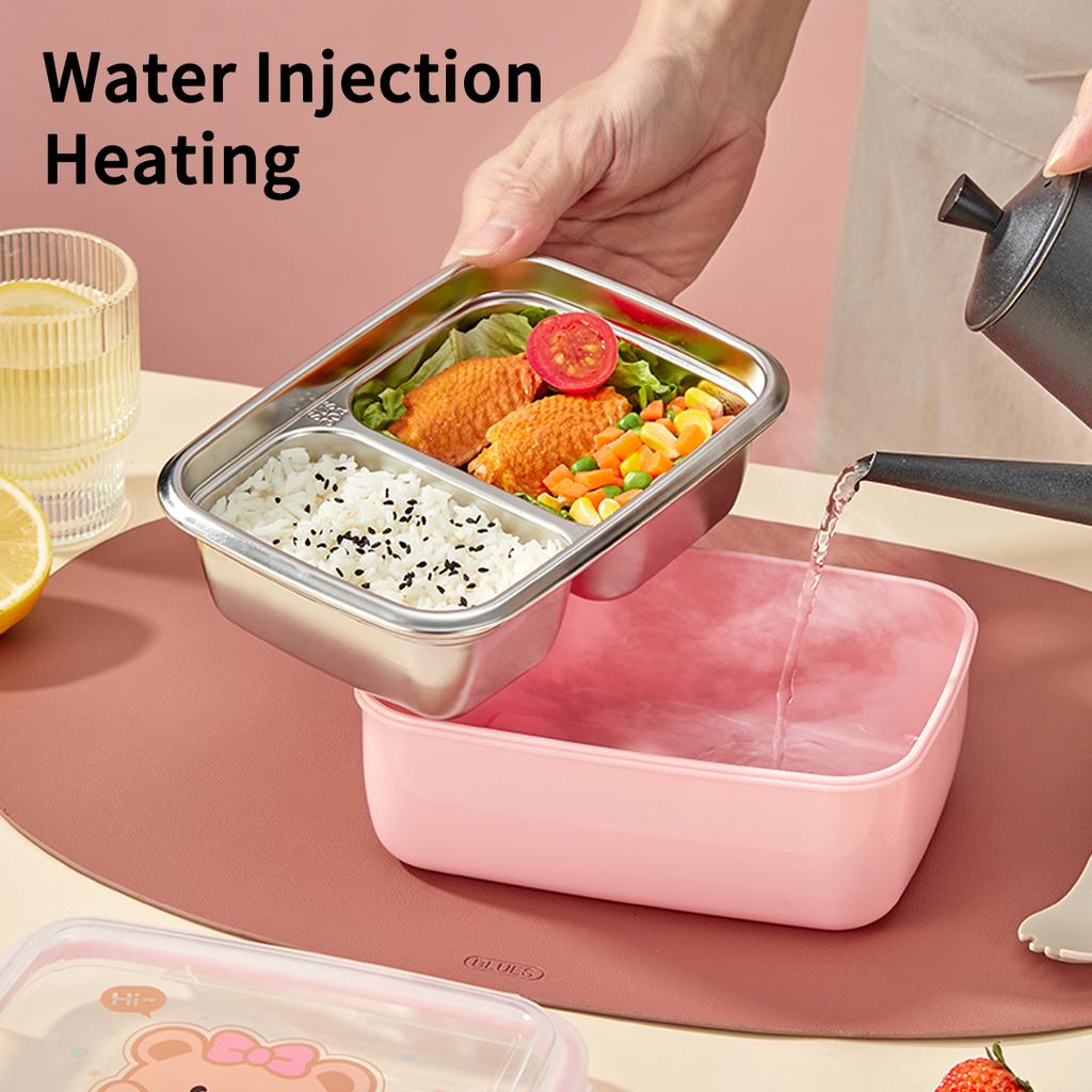 2 Compartment 304 Stainless Steel Bento Lunch Box With Spoon 530/850ML Portable Heatable Food Container For Kids Students School
