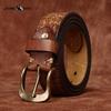 Personalized Embossed Thickened Leather Belt Men's Pin Buckle Top Layer Cowhide Retro Jeans Belt