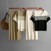 Western Style New Knitted Stripes Top Skirt Two-piece Set Knitted Top and Skirt Set