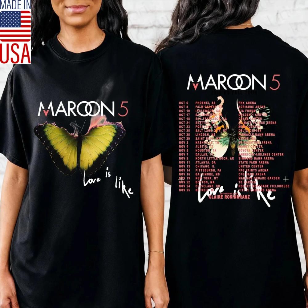 Maroon 5 2025 US Fall Tour Butterfly Graphic Tee Concert Merch Unisex T-shirt