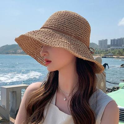 Women's Summer Straw Hat, Fresh and Simple Korean Style, Versatile for Beach Trips, Sunshade Sun Hat, Wide Brim Sun Protection Fisherman Hat