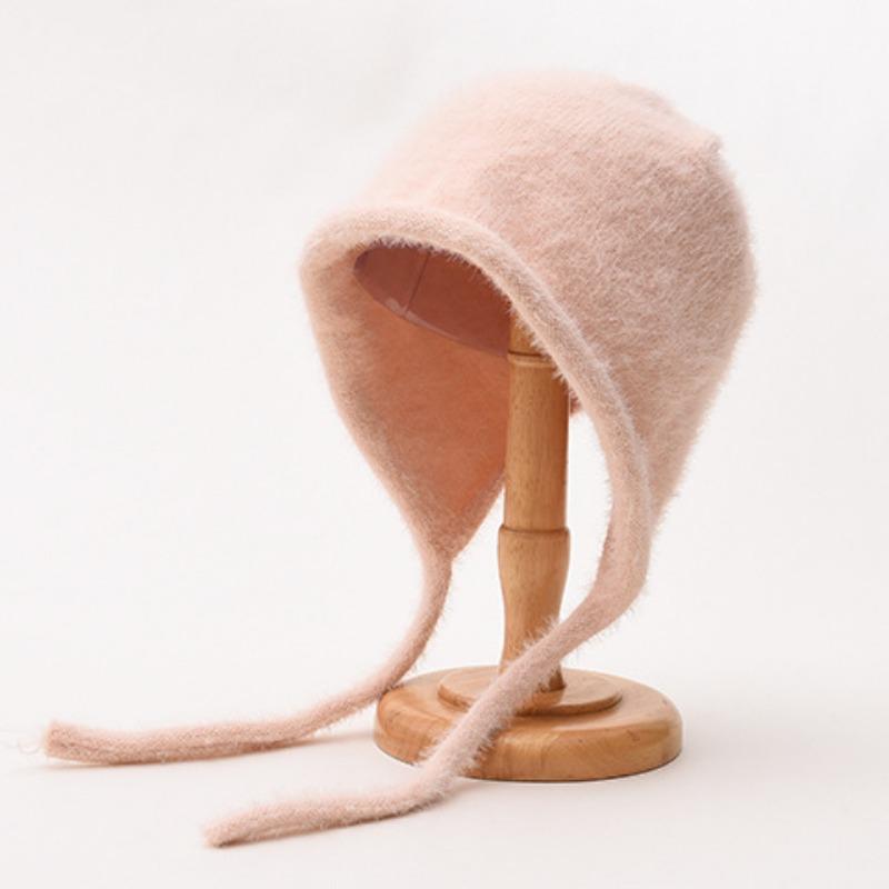 Mütze Damen Winter Warm Ohrenschutz Gestrickte Überziehmütze Sturmhaube Hut Band Doppelnutzung Plüsch Blitzmütze