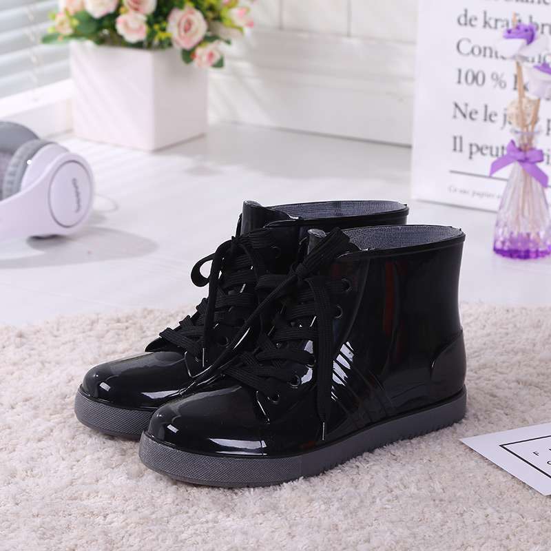 Jelly transparent non-slip fashion waterproof shoes rain shoes rain boots rubber shoes overshoes velvet cotton water boots women's short tube adult su
