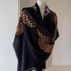 Fringed Edge Silk Scarf Leopard Print Fringed Shawl New Leopard Print Scarf  Head Styling