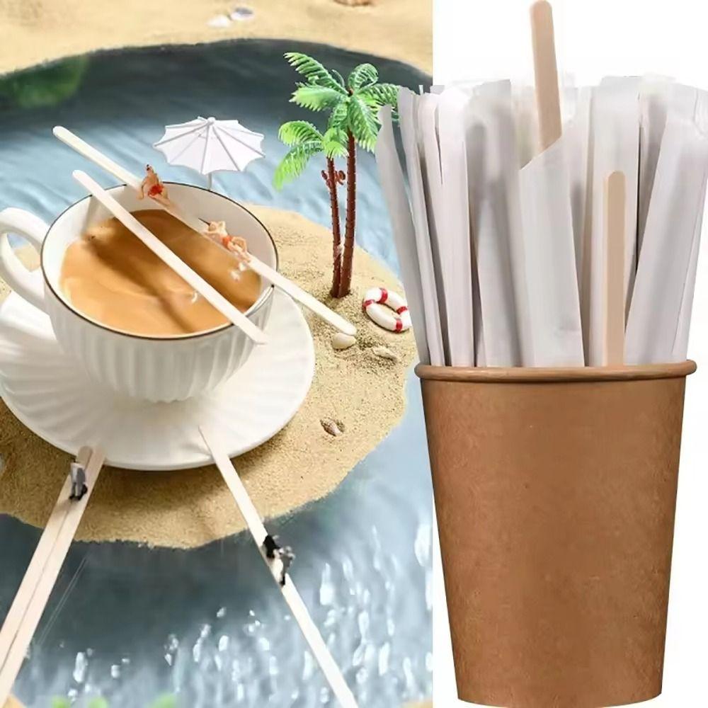 100Pcs Single Package Coffee Stirrer Sticks Disposable Drinking Stir Coffee Supply