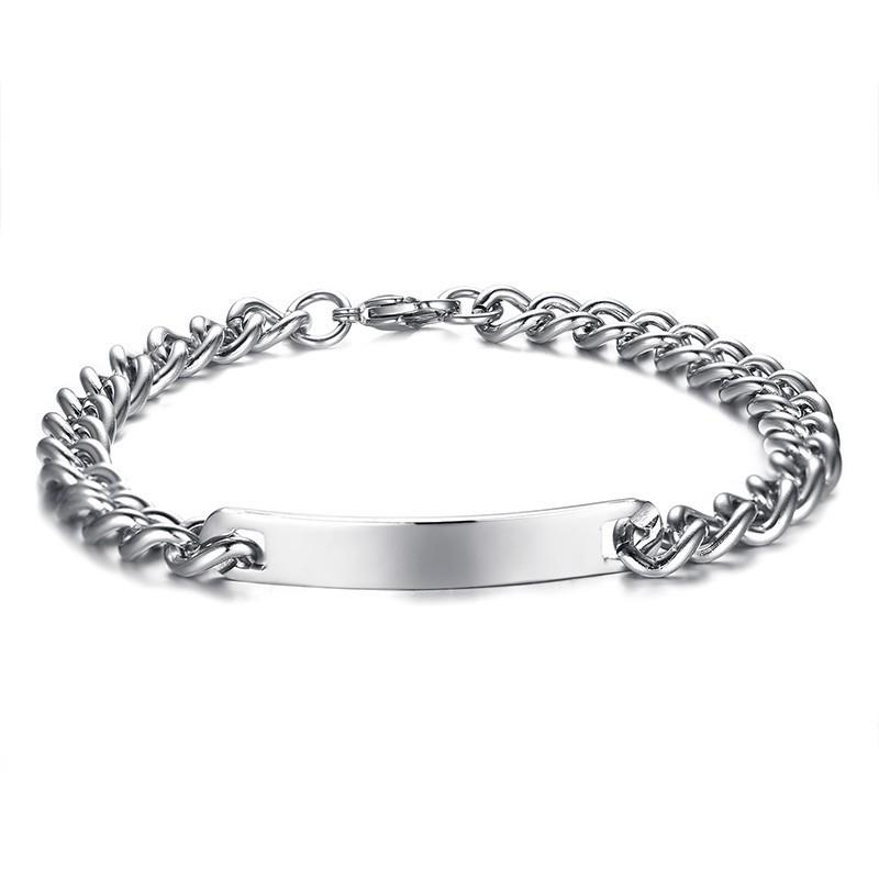 

Free Engraving Stainless Steel Bracelet Nameplate Initial Couple Matching ID Identification Men Women Jewelry Dropshipping