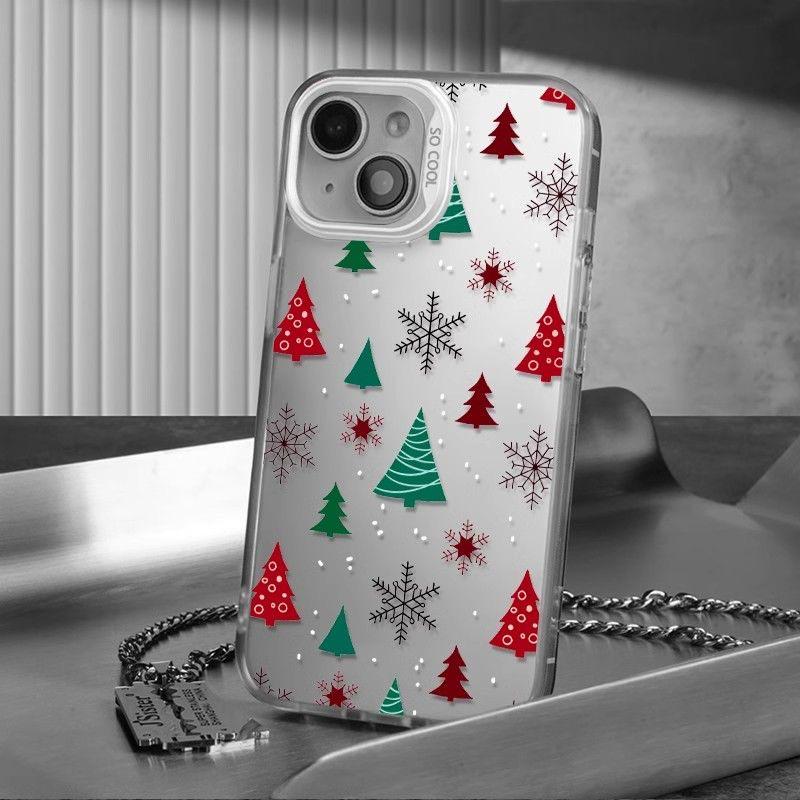 Festive Winter Christmas Tree Case for iPhone 13, 14 Pro Max, 15, 16 Pro, and 17