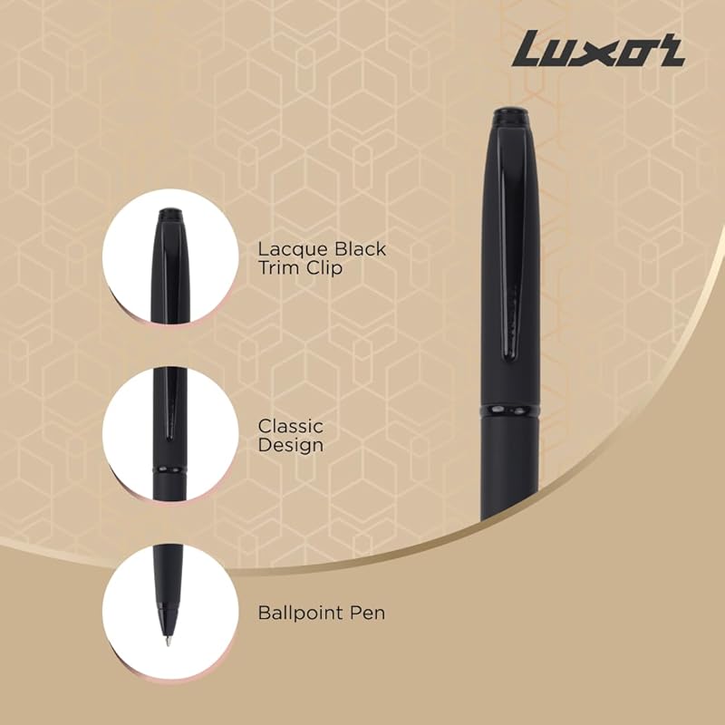 

Luxor Royale, Nero, Ball Pen, Pack Of 1, Matte Black Body, Ink Colour- Blue, Lacque Black Trim, Stylish Clip, Sleek & El чёрный