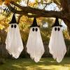 Porch Festive Accents 3 Pcs Halloween Hanging Ghost Decoration Spooky Large Mesh Easy Storage Props with Witch Hat for Porch Yard Entryway Haunted