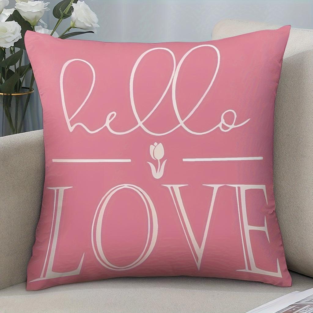 Pink Spring Tulip Print Home Decor Pillowcase Bedroom Living Room Sofa Decoration Polyester Cushion Cover with Zipper