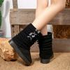 Brand Design Wrinkled Stacked Snow Boots Women 2025 Winter Sweet Bowknot Decoration Booties Warm Short Plush Mid Calf Boots