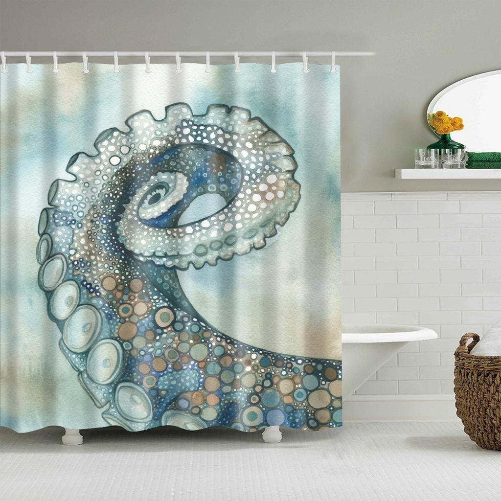 Animals Octopus Wolf Lion Seahorse Turtle Shower Curtains Bathroom Curtain Frabic Waterproof Polyester Bathroom Curtain Hooks