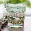 Jinzhi Japanisches Edo-Schliff handgeschnitztes Whiskey-Kristallglas Weinglas grün fächerförmig Geschenk