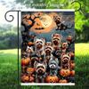 1pc Halloween Yorkshire Puppy Pumpkin Theme Garden Flag,  Double-Sided Holiday Yard Banner, Seasonal Home Decor, Fade-Resistant Design, Flagpole Not I