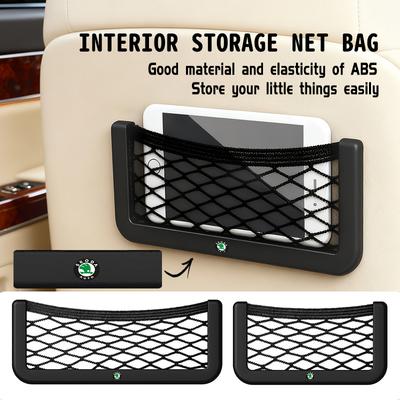 AAABT1 Car Back Rear Trunk Seat Elastic String Net Magic Sticker Organizer For Kamiq Karoq Octavia 2 3 Rapid Scala Kami Fabia VII