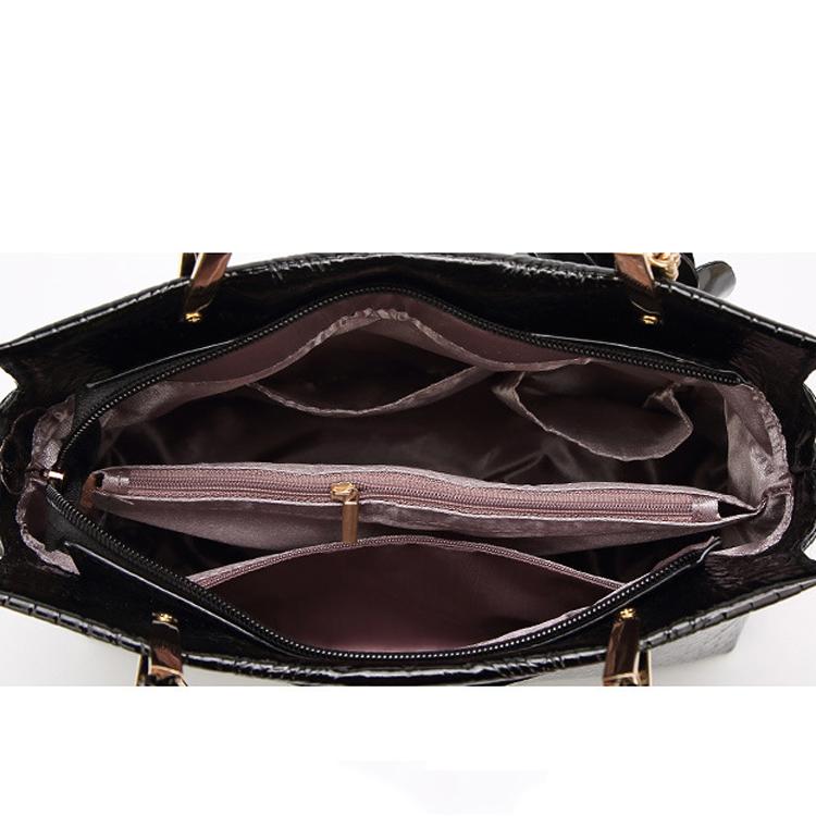 Women Shoulder Bag Ladies Bag Patent Leather Crocodile Pattern Handbag Diagonal Shoulder Bag Shell Bag Female Bag