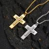 New Zircon Cross Pendant Necklace for Women Men Free Gifts Square Pearl Chain Gold Color Jewelry Trendy One Piece Necklace