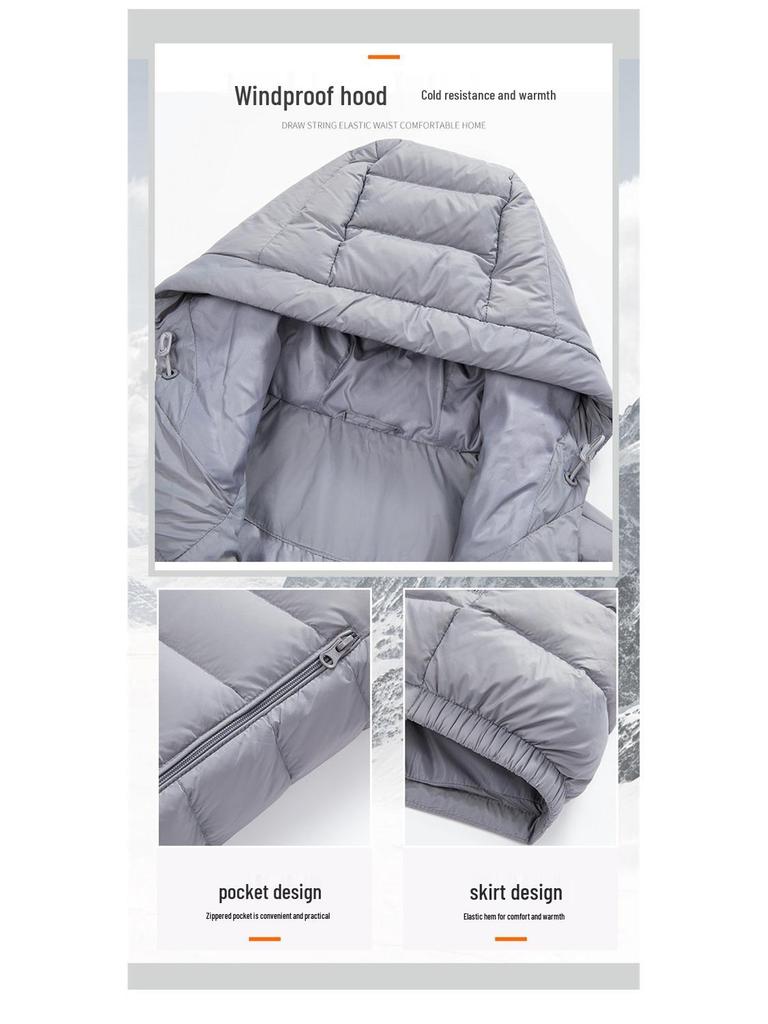 Men's Lightweight Hooded Down Jacket 2025 – Short Style, Stand-Up Collar, Trendy Winter White Duck Down Outerwear