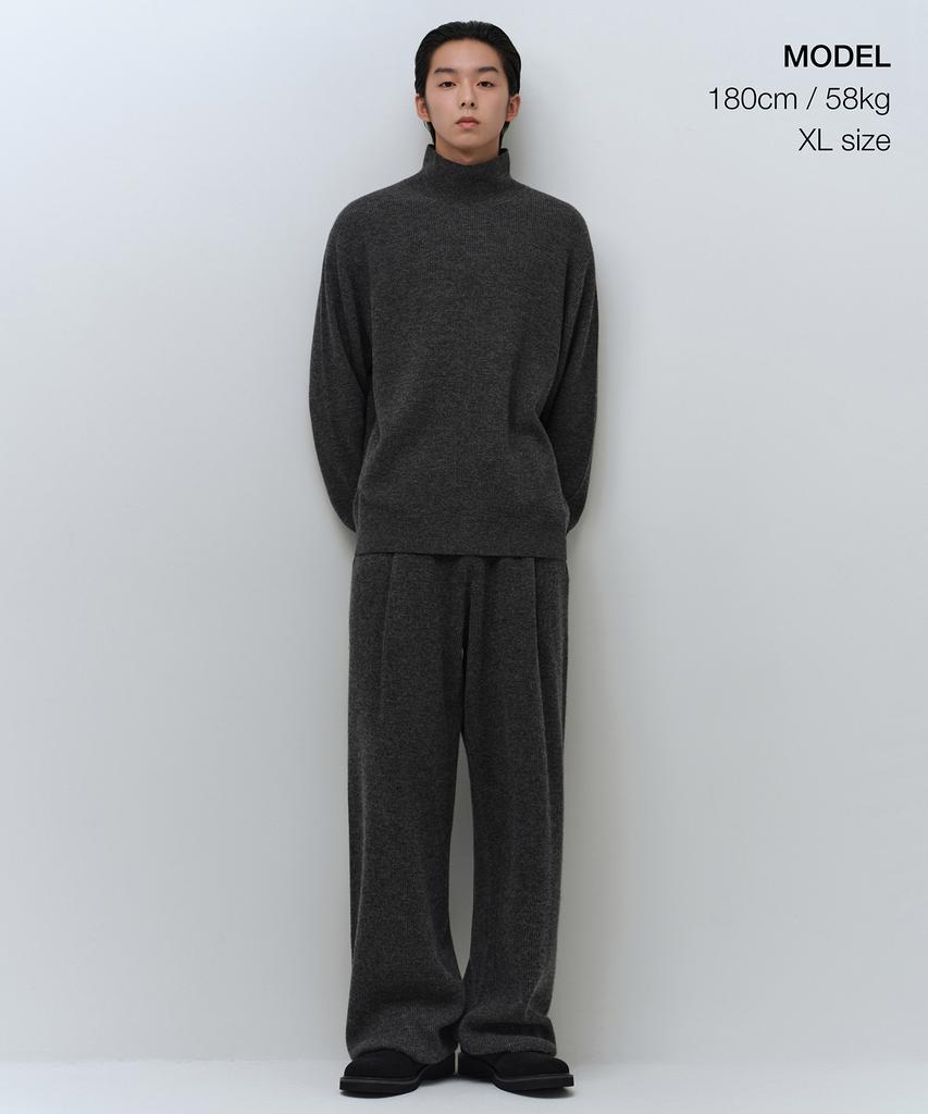 Musinsa Standard [Victoria Wool] Minimal Ribbed Turtleneck Knit [Medium Grey]