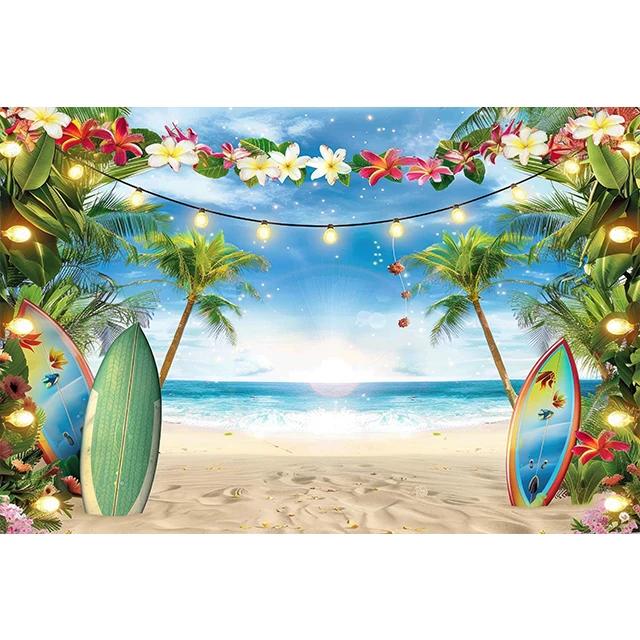 Bonvvie Photography Background Summer Beach Hawaii Luau Aloha Flamingo Holiday Party Decor Birthday Backdrop for Photo Studio