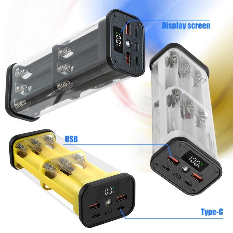 Solderless Powerbanks Kit for 12x18650 Batteries Easy Assembly with Plastic Case and Safety Protections Mechanism
