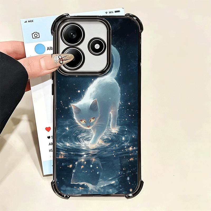 Night Moon Cat Dreamy Art Soft Phone Case For Xiaomi Poco X7 X8 Pro Max X6 X5 X3 F8 Ultra F7 M8 M7 M5S Redmi 15C 15A 15 14C 13C