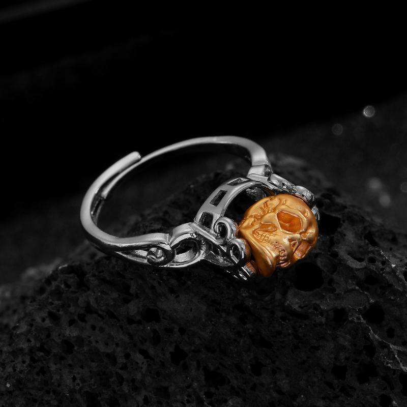 Gothic Dark Style Color Blocked Skull Ring For Men And Women Daily Charming Jewelry Gift