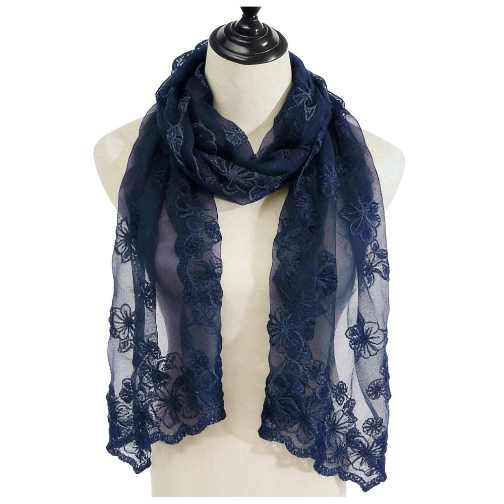 Thin Women's Lace Scarf Long Female Headscarf Literary Summer Sunscreen Shawl