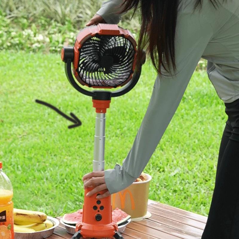 20000mAh Camping Fan Rechargeable Desktop Portable Circulator Wireless Ceiling Electric Fan with Power Bank LED Lighting