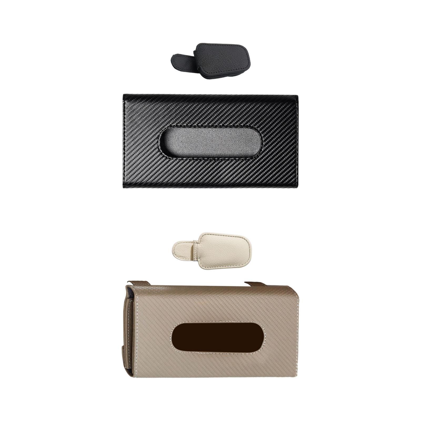 Car Sun Visor Tissue Box Holder Easy Installation Organizer Car Tissue Holder for Seat Back with Tissue Refill Sun Visor beige
