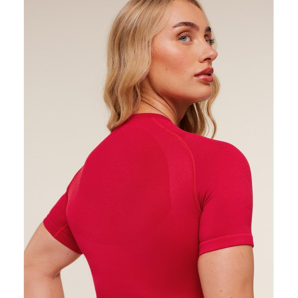 Gymshark Lift Seamless Short Sleeve Top Carmine Red B6b4q Rbqw