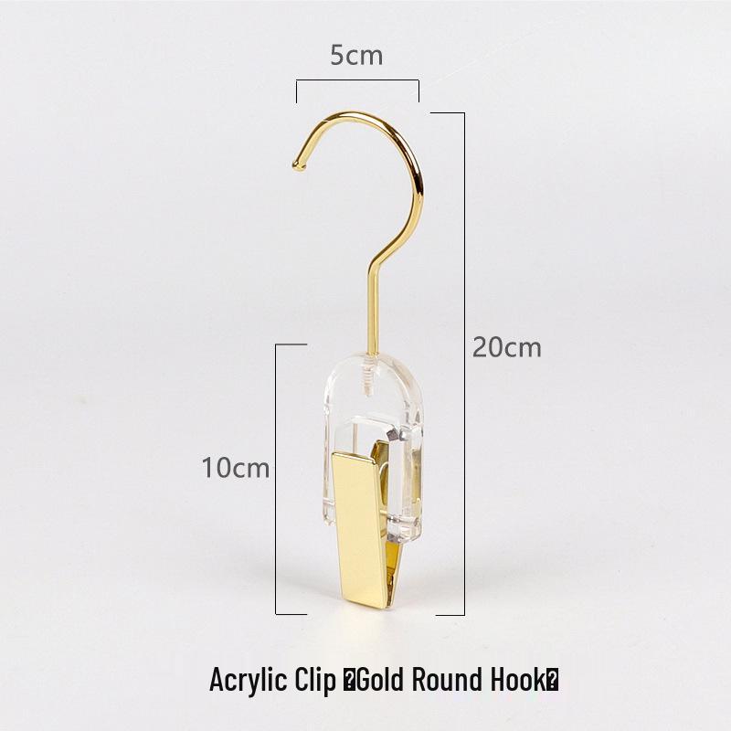 Large Transparent Crystal Acrylic Clothes Hook Clip with Stainless Steel for Socks and Pants
