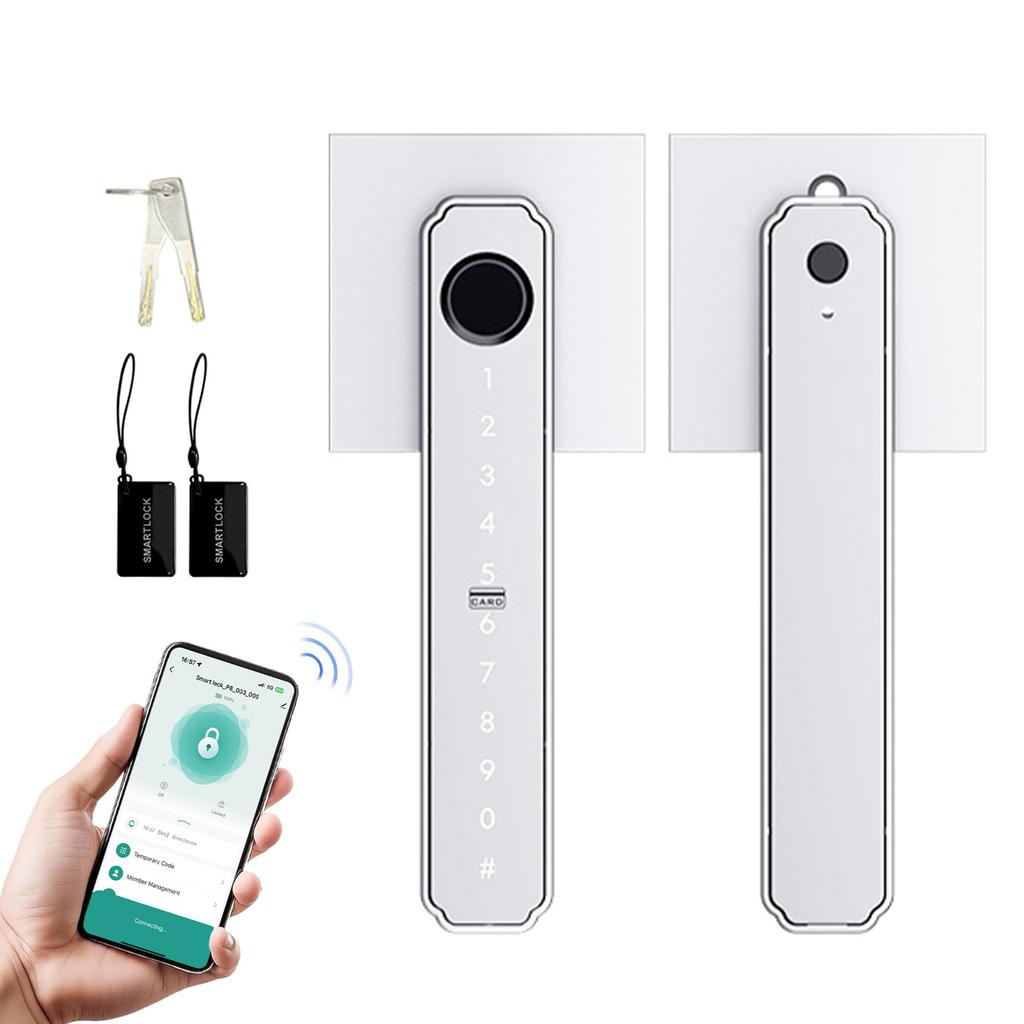 Smart Fingerprint   5 in 1 Keyless Entry Biometric Lock with APP Control Password Keypad IC Card Auto Lock for   Apartment