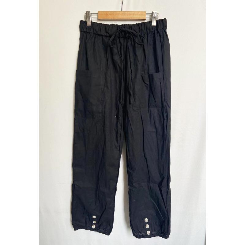 Damen Elastische Taille Leinenmischung Hose Kordelzug Verkürzte Hose Mit 10 Farboptionen