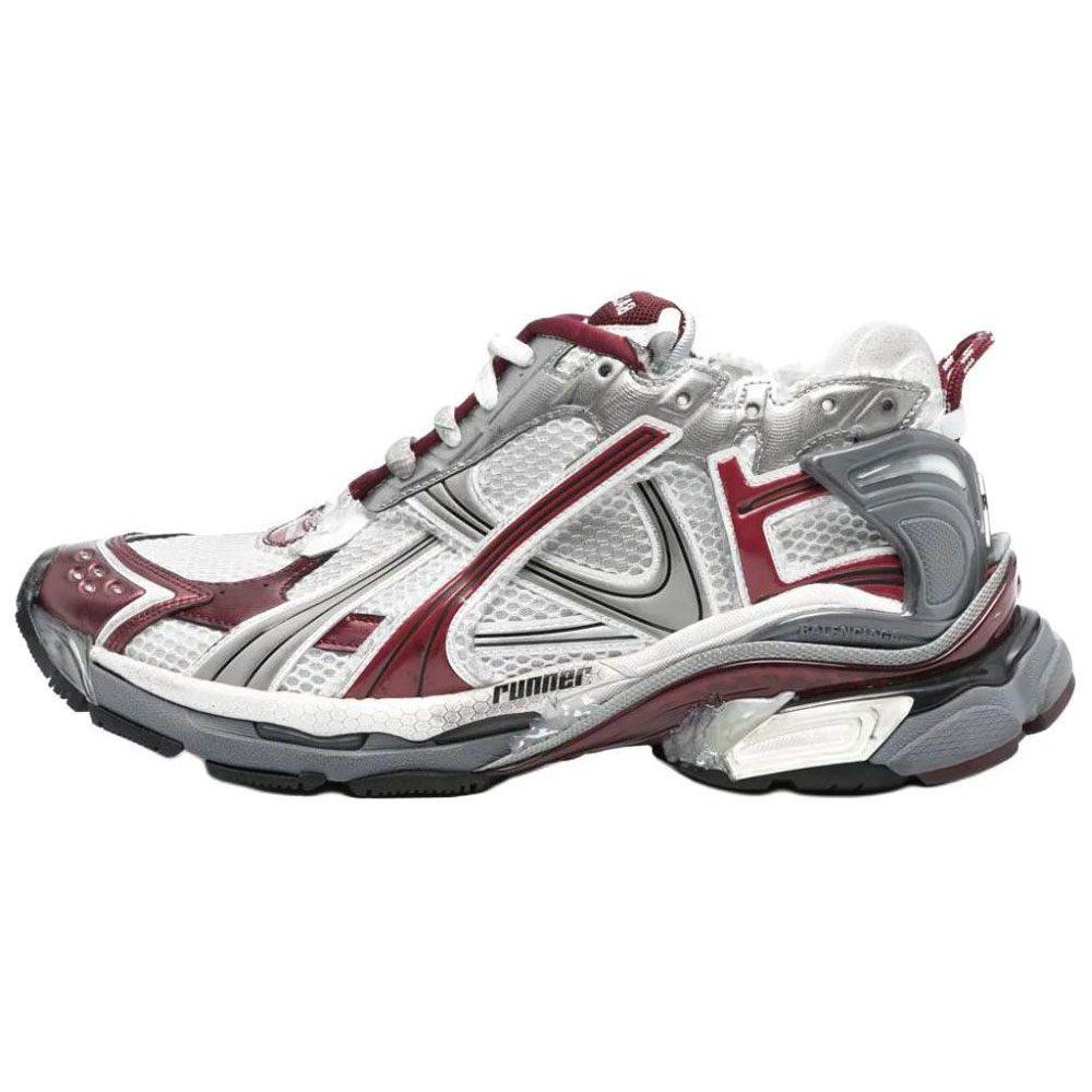 Balenciaga Runner Casual Shoes Men's White Gray Red 772774W3RMU9069