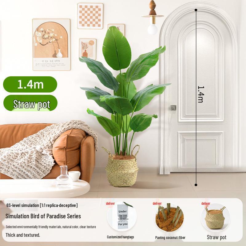 Large Artificial Traveler's Palm and Bird of Paradise Potted Tree for Indoor Decoration