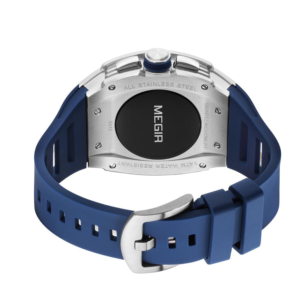 Megir Mode Sportuhren für Herren Edelstahlgehäuse Wasserdicht Leuchtend Militär Quarz Chronograph Automatisches Datum Reloj Hombre 8411