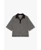 STUDIO TOMBOY Striped Semi-Crop Collar Short Sleeve T-Shirt _Black 9176322999