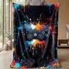 Gaming Controller in Neon Storm Theme blanket Lightweight Warm Flannel Blanket Decorative Throw Blanket for Home Decoration