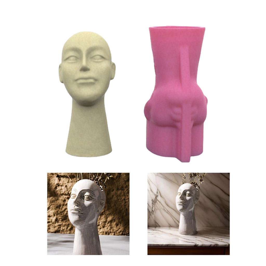 Succulent Planter Mold Crafting Mould Flexible Vase Molds Human Face Shape Flowerpot Mold Suitable for Making Planter